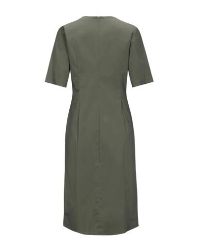 Shop Anna Seravalli Woman Midi Dress Dark Green Size 10 Cotton, Polyamide, Elastane