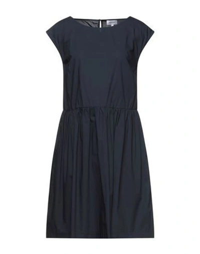 Shop Woolrich Woman Mini Dress Midnight Blue Size Xl Cotton