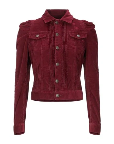 Shop Dsquared2 Woman Jacket Burgundy Size 2 Cotton, Elastane In Maroon