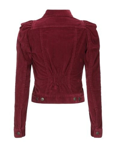Shop Dsquared2 Woman Jacket Burgundy Size 2 Cotton, Elastane In Maroon