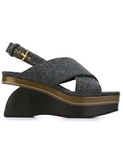 Marni Peep Toe Wedge Sandal (women) In Lead