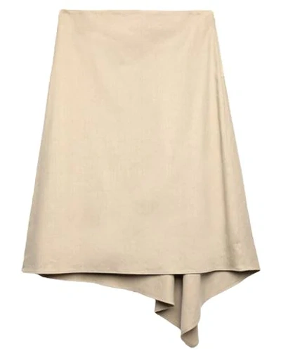 Shop Joseph Woman Midi Skirt Beige Size 8 Linen, Cotton, Elastane