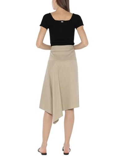 Shop Joseph Woman Midi Skirt Beige Size 8 Linen, Cotton, Elastane