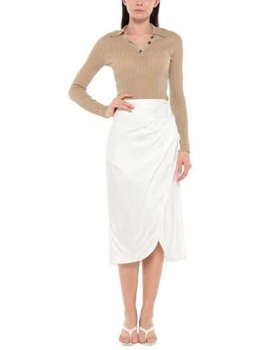 Shop Pinko Woman Midi Skirt White Size 8 Viscose