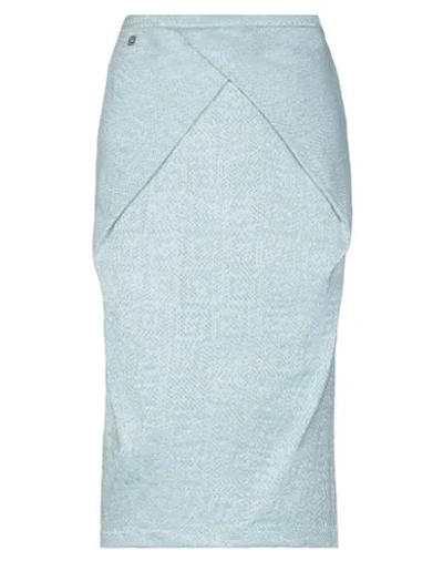 Shop Manila Grace Woman Midi Skirt Light Green Size 6 Polyester, Cotton, Elastane