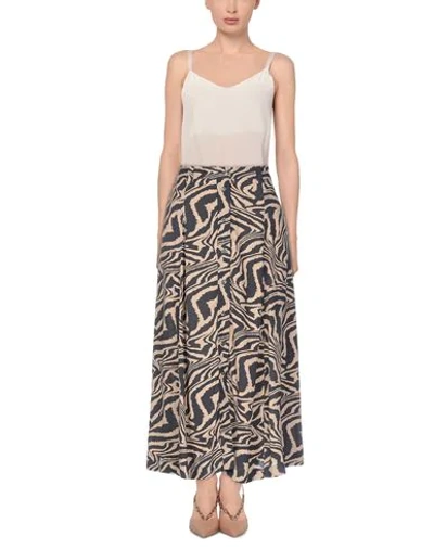 Shop Ganni Woman Long Skirt Sand Size 2 Viscose In Beige