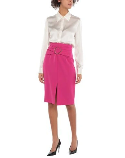 Hanita Woman Midi Skirt Fuchsia Size 10 Polyester, Elastane In Fuchsia