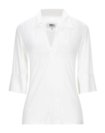 Shop Mm6 Maison Margiela Polo Shirts In Ivory