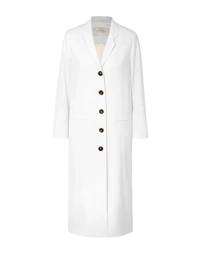 Shop La Collection Woman Overcoat & Trench Coat Ivory Size 1 Wool, Polyamide, Elastane In White