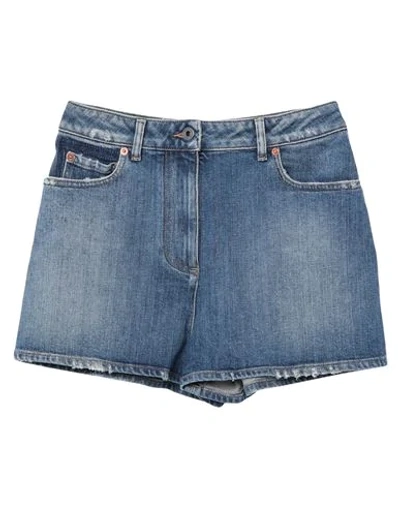 Shop Valentino Denim Shorts In Blue