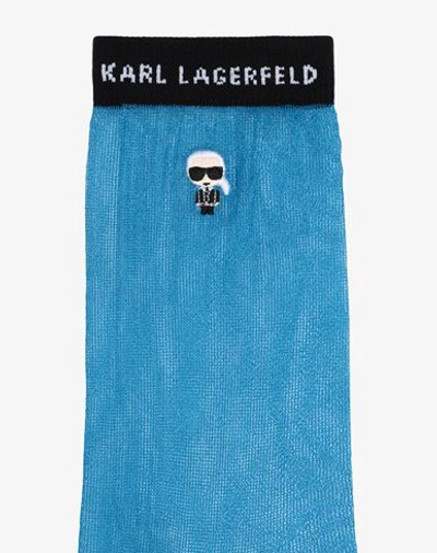 Shop Karl Lagerfeld K/ikonik Transparent Sock Pack Woman Socks & Hosiery Blue Size 9-12 Polyester
