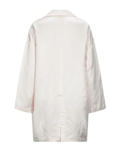 Shop Semicouture Woman Overcoat & Trench Coat Beige Size 8 Viscose, Linen, Acetate