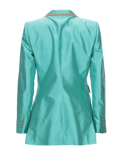 Dolce & Gabbana Metallic Green Single Breasted Blazer Jacket In Blue