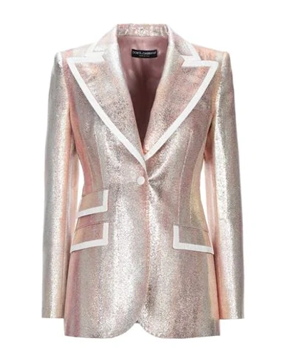 Shop Dolce & Gabbana Woman Blazer Copper Size 6 Metallized Polyamide, Silk In Orange