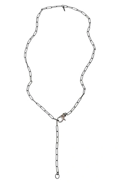 Shop Adornia Lock Paper Clip Link Lariat Necklace In Silver