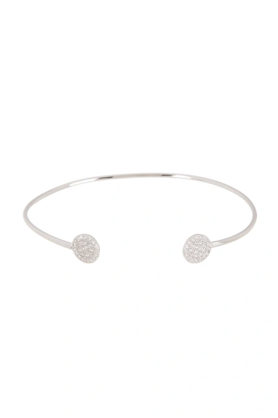 Shop Adornia White Rhodium Plated Pavé Crystal Circle End Cuff Bracelet In Silver