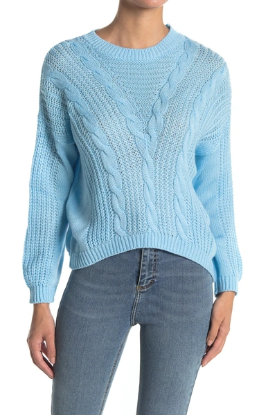 Shop Abound Crew Neck Cable Knit Sweater In Blue Cashmere