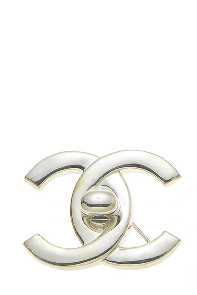 Chanel Gold & Silver 'CC' Turnlock Pin Large Q6J0NM17D5027