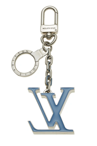 Pre-owned Louis Vuitton Silver & Blue Enamel Logo Bag Charm