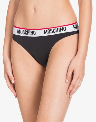 Shop Moschino Microfiber Slip With Logo In White