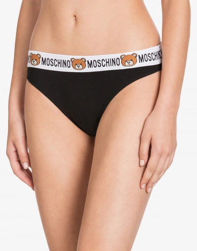 Shop Moschino Teddy Bear Jersey Briefs In White