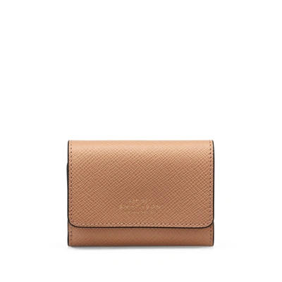 Shop Smythson Compact Purse In Panama In Light Rosewood