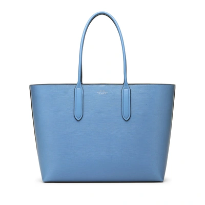 Shop Smythson East West Tote Bag In Panama In Nile Blue