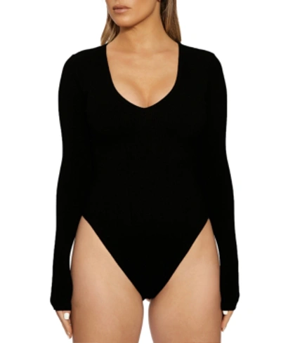 Shop Naked Wardrobe Deep V-neck Bodysuit In Black