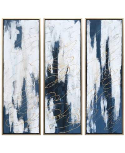 Shop Empire Art Direct Blue Shadows Textured Metallic Hand Painted Wall Art Set By Martin Edwards, 60" X 20" X 1.5" In Multi