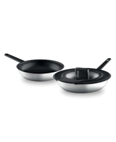 Shop Berghoff Gem Fry Pan Set With Downdraft Handles, 3 Pieces In Silver-tone