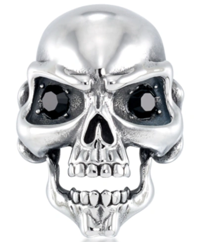 Shop Andrew Charles By Andy Hilfiger Men's Cubic Zirconia Signature Skull Ring In Stainless Steel