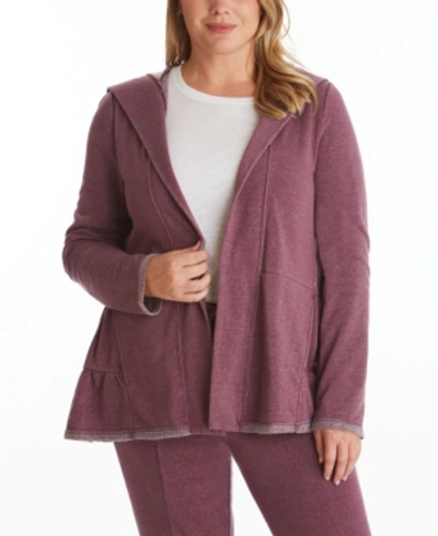 Shop Adyson Parker Women's Plus Size Tiered Hooded Cardigan In Deep Wine