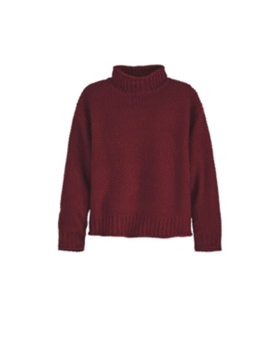 Shop Adyson Parker Women's Plus Size Seed Stitch Rolling Mock Neck Sweater In Bordeaux