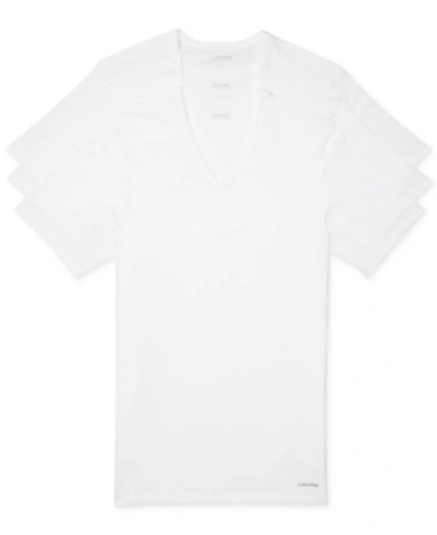 Shop Calvin Klein Men's 3-pack Cotton Classics V-neck Slim-fit T-shirts In White