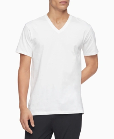 Shop Calvin Klein Men's 3-pack Cotton Classics Short-sleeve V-neck Undershirts In White