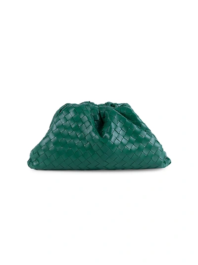 Shop Bottega Veneta Women's The Pouch Leather Clutch In Green