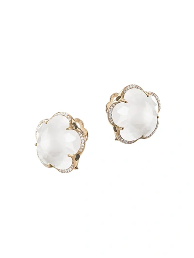 Shop Pasquale Bruni Women's Bon Ton 18k Rose Gold, Milky Quartz & Diamond Stud Earrings In White