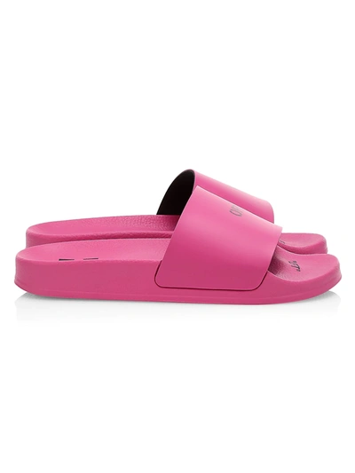 Shop Off-white Women's Logo Slide Sandals In Fuchsia Black