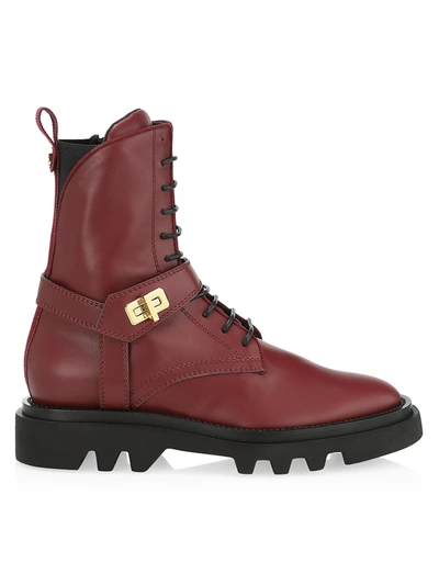 Shop Givenchy Eden Leather Combat Boots In Burgundy