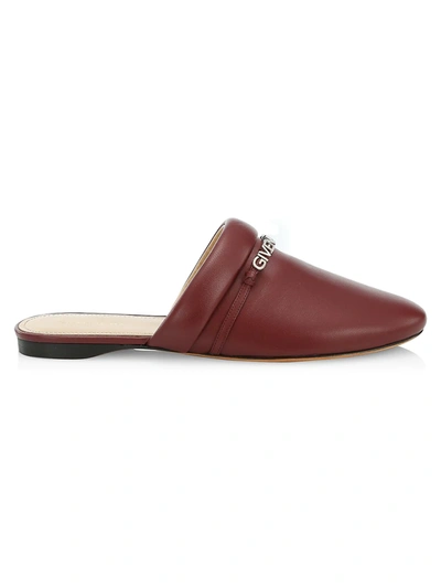 Shop Givenchy Elba Leather Flat Slippers In Burgundy