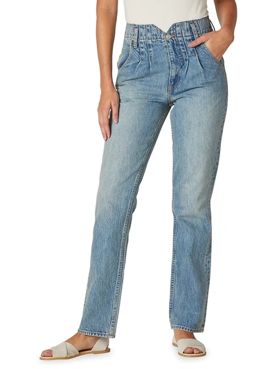 Shop Hudson Women's Pleated Straight-leg Jeans In Sift