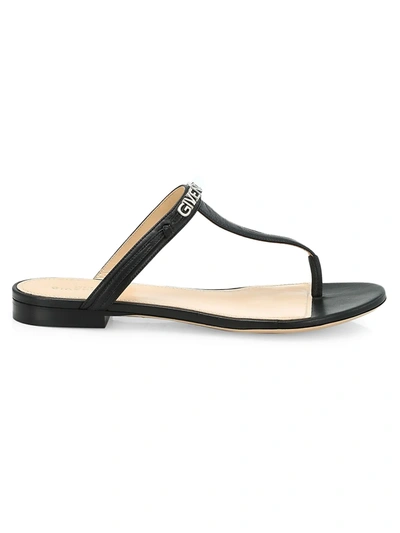 Shop Givenchy Elba Leather Flat Thong Sandals In Black
