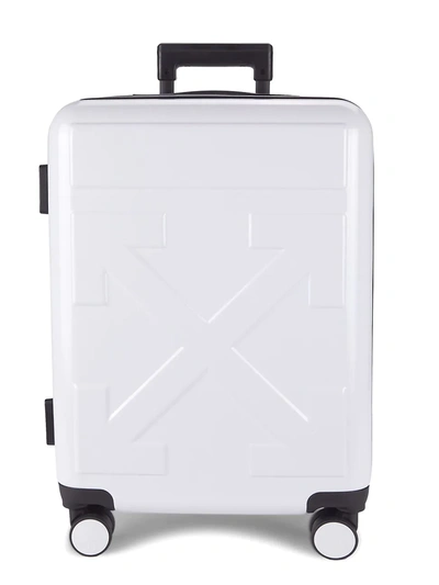 Shop Off-white Men's Arrow Trolley Suitcase In White