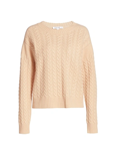 Shop Max Mara Breda Wool & Cashmere Cable-knit Sweater In Albino