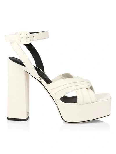 Shop Giuseppe Zanotti Vegas Pleated Leather Platform Sandals In White