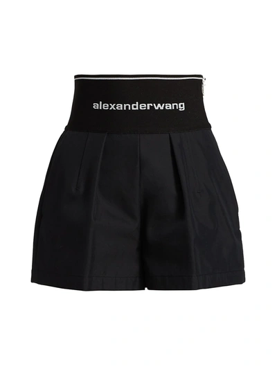 Shop Alexander Wang Logo Waist Safari Shorts In Black