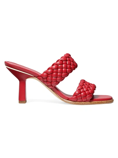 Shop Michael Michael Kors Amelia Woven Mules In Bright Red