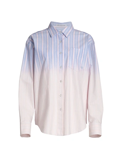 Shop Alexander Wang T Ombre Stripe Oxford Button-down Shirt In Oxford Blue Multi