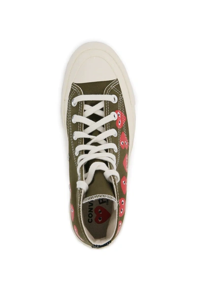 Shop Comme Des Garçons Play Chuck 70 High Sneakers In Khaki,red,white
