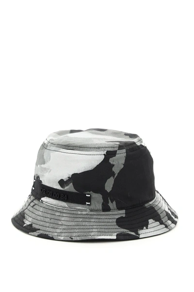 Shop Dolce & Gabbana Camouflage Dg Bucket Hat In Grey,black